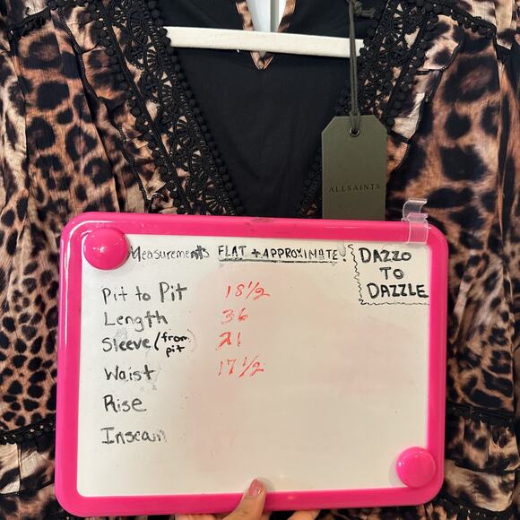 ALLSAINTS - NWT- Zora Evita Lace Trim Printed Dress Leopard Mini | 12 - Picture 3 of 15